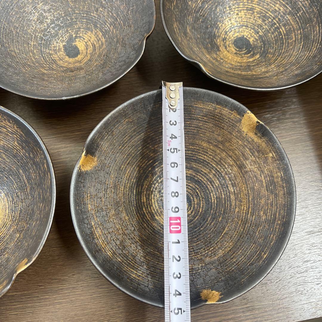 金彩黒茶碗 8個セット